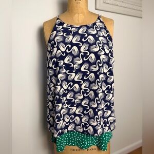 Anthropologie Porridge swan and polka dot sleeveless women’s blouse small